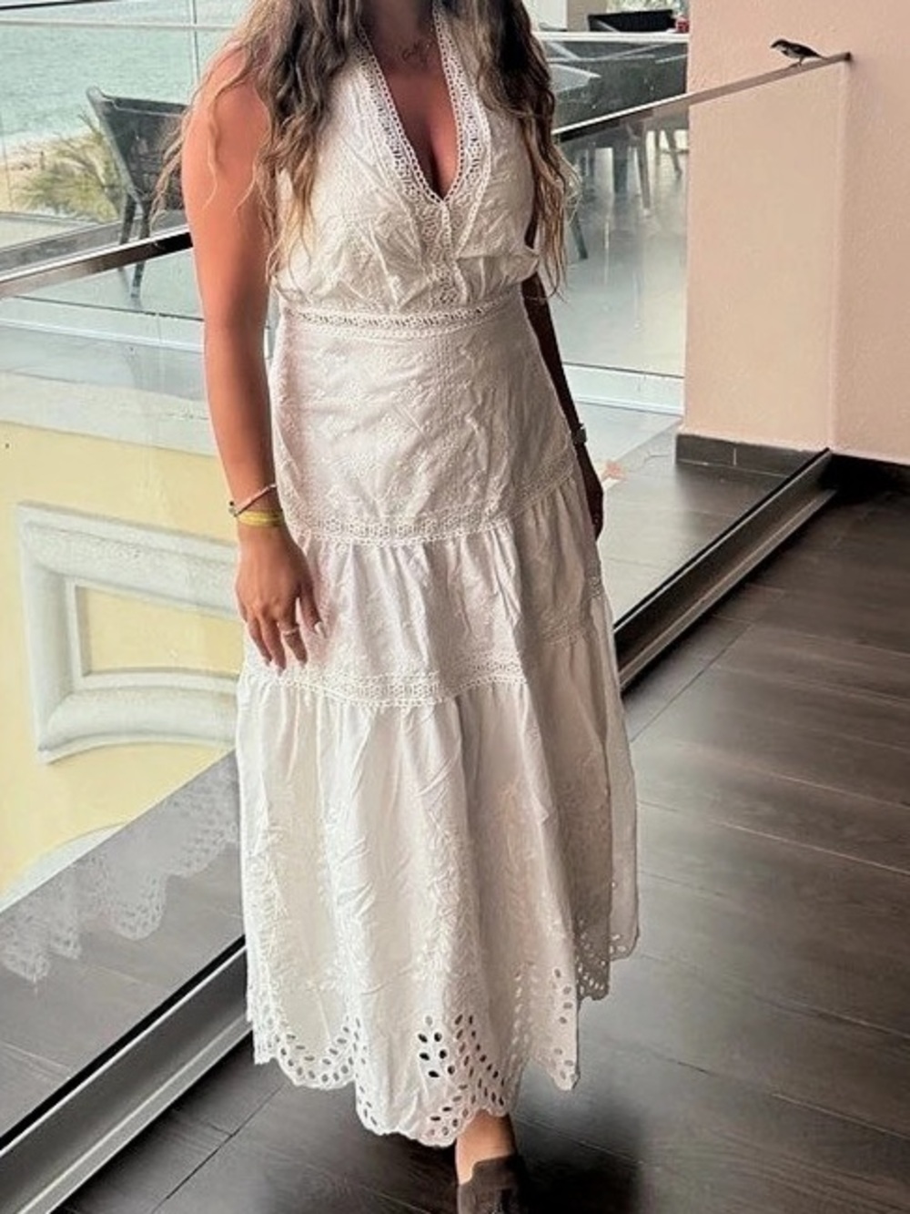 White Lace Midi Dress Like New
